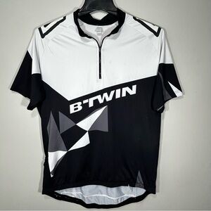 B Twin Racing Jersey Men’s Size L Black White Cycling Biking Athletic Stretch